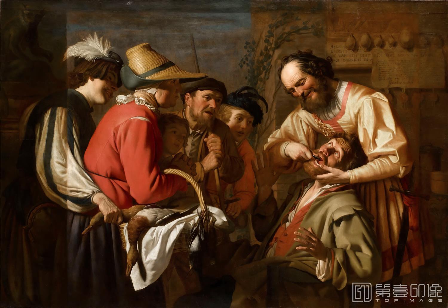 油画-卢浮宫-Gerrit van HonthorstTooth Puller-0742